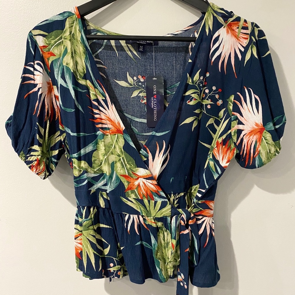 Wrapped Floral Summer Blouse
